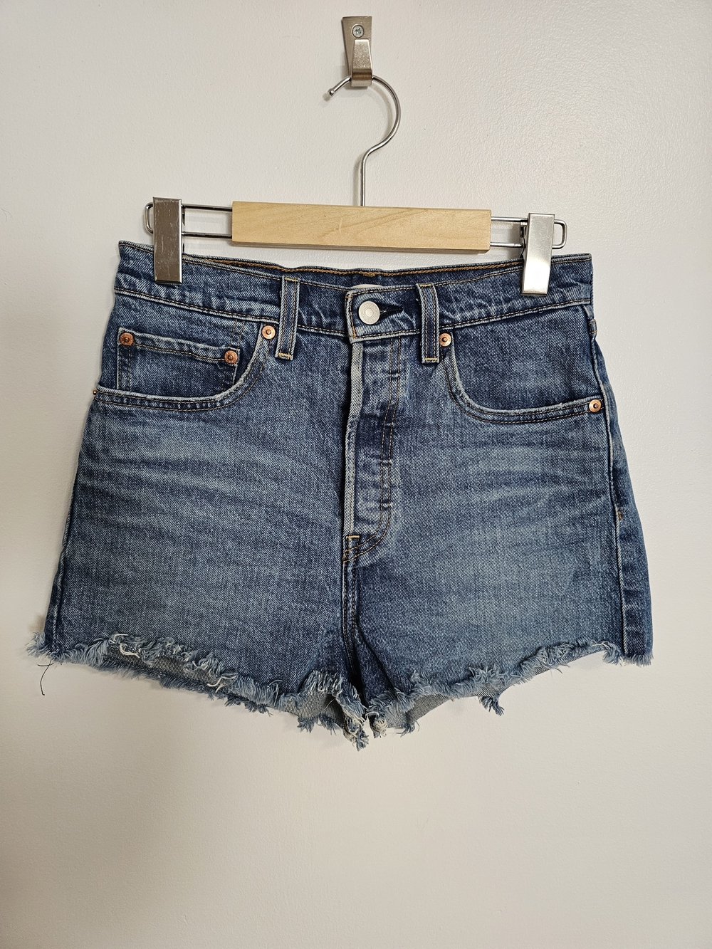 Levis Ribcage Shorts Denim Jean Shorts Blue Waist 27 Womens